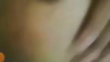 Selfie video call of sexy girlfriend showing nude body