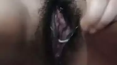 Hairy pussy Indian girl fingering with moaning