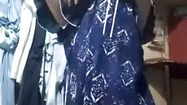 Cute chubby Indian GF lifting nighty and showing pussy