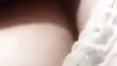 Cute expression during topless boobs show by Indian girl