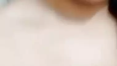 Gorgeous girlfriend naked boobs show selfie for lover