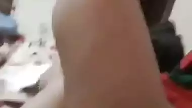 Newly married wife fingering pussy with lover on video call