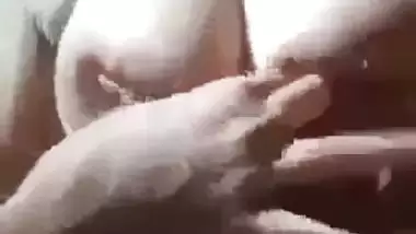 Mallu nude girl presses her juicy boobs and fingers her pussy