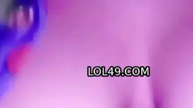 Dark nipples desi girlfriend on video call topless at night