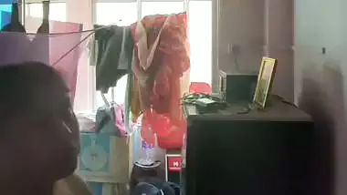 Milk tanker mom removing nighty in living room